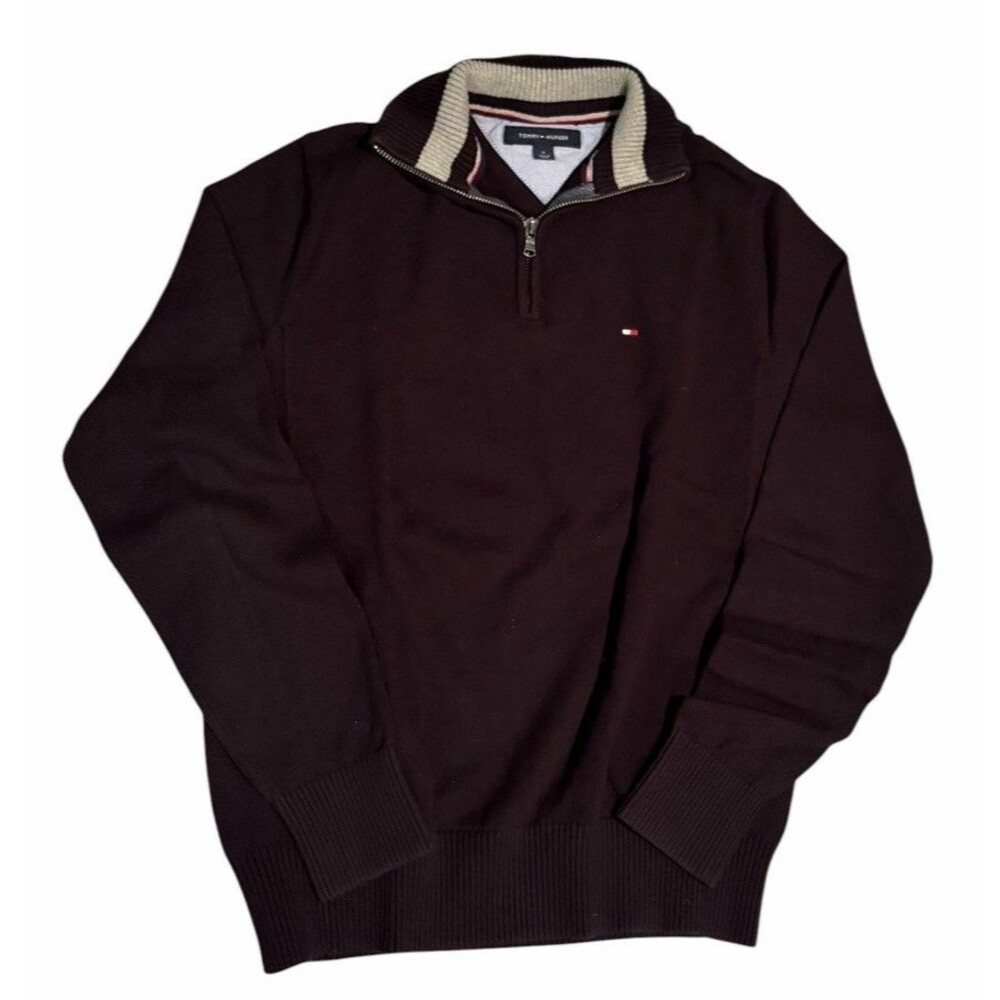 Tommy Hilfiger Men's Pullover Sweater Small Logo Black Size Medium